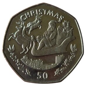 1997 Gibraltar Santa's Sleigh Christmas Circulation 50p