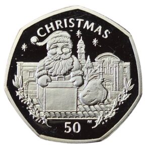 1998 Gibraltar Santa in Chimney Christmas Proof 50p in Capsule
