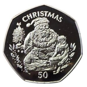 1999 Gibraltar Santa with Apes Christmas Proof 50p in Capsule