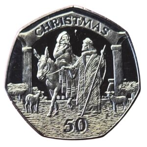2003 Gibraltar Mary and Joseph Christmas Proof 50p in Capsule
