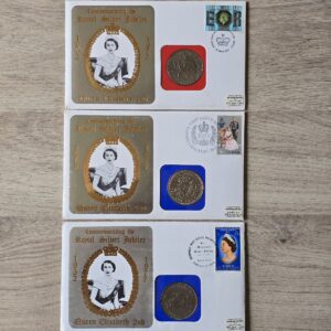 1977 UK IoM Guernsey Silver Jubilee 3-Coin Cover Collection
