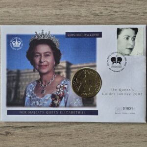 2002 Golden Jubilee £5 BU Coin Cover 'Blue' Mercury