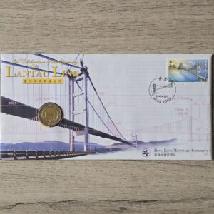 1997 Lantau Link Hongkong $10 Coin Cover by Hong Kong Monetary Authority
