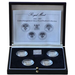 1984 1987 UK Coin £1 Silver Proof Piedfort Coin Set