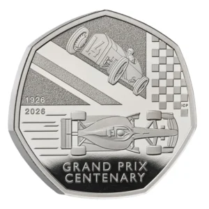 2026 100 Years of the Grand Prix in Britain Proof 50p Coin in Quadrum