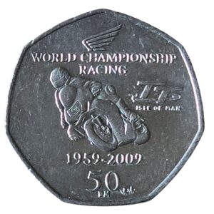 2009 Isle of Man John McGuiness Honda TT 50p Circulation Coin