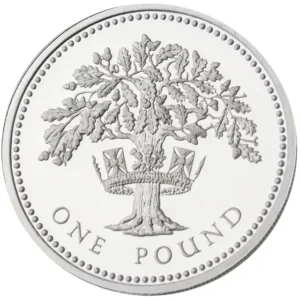 1992 UK Coin £1 Silver Proof Royal Oak Tree Coin in Capsule
