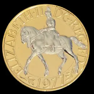 1977 UK Silver Jubilee Crown - Platinum Accented, Gold Plated in Capsule