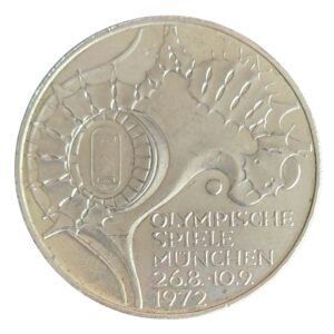1972 Germany 'D' Munich Stadium Olympics 10 Mark Silver Coin