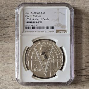 2001 Queen Victoria £5 Reverse Silver Proof NGC Graded PF 70 <b><br>Only 4 Coins Ever in this grade</b>