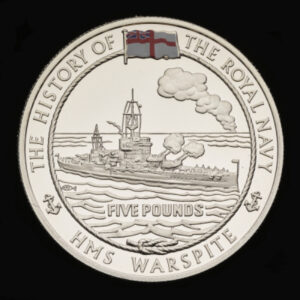 VATFREE: 2005 Alderney HMS Warspite £5 Silver Proof Coin in Capsule