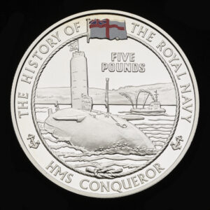 VATFREE: 2005 Jersey HMS Conqueror £5 Silver Proof Coin in Capsule