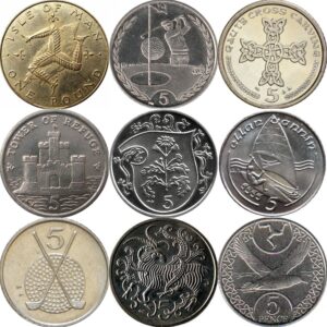 Various Isle of Man 5p Coins for Date Run