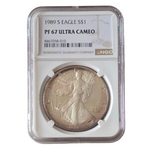 1989 'S' Silver American Eagle Proof NGC Graded PF 67 Ultra Cameo