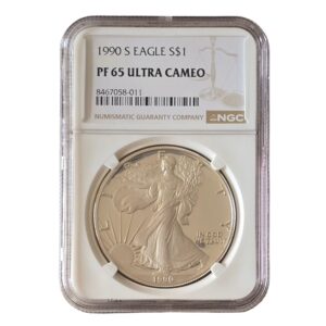 1990 'S' Silver American Eagle Proof NGC Graded PF 65 Ultra Cameo