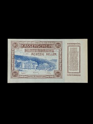 Austria 1920 80 Heller Hotel FM Radetzky Emergency Bank Note Uncirculated