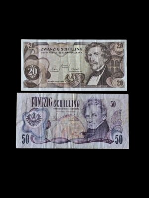 Austria 2x Circulated Bank Notes