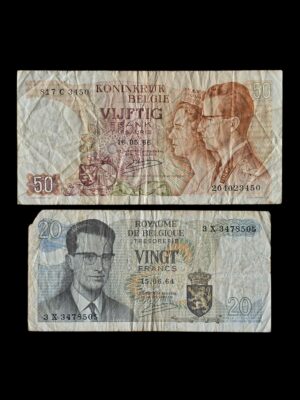 Belgium 2x Circulated Bank Notes