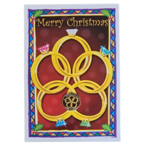 2009 Isle of Man Christmas 'Five Golden Rings' 50p Coloured BU Diamond Finish Coin Card