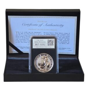2019 Britannia 1 Oz Silver Bullion Coin in DateStamp with Box and COA