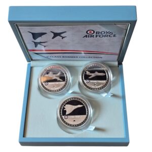 Royal Air Force: V Class Bomber Collection Silver Plated 3x Medals in Box with COA