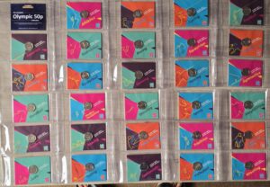 2011 UK Olympics 50p BU Coins - Full Set in Royal Mint Packs in a Binder