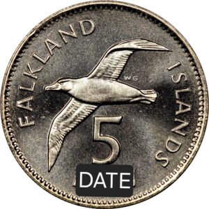 Various Falkland Islands 5p Coins for Date Run