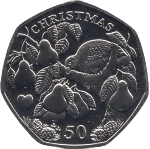 2005 Isle of Man Christmas Partridge in a Pear Tree 50p BU Coin in Capsule