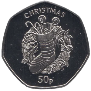 2013 Isle of Man Christmas Stockings 50p Circulated Coin in Capsule