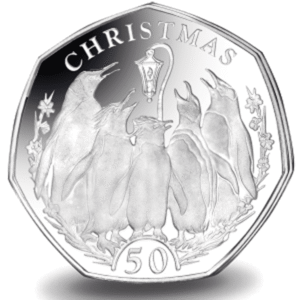 2017 Falkland Islands Christmas Penguins BU 50p Coin in Capsule