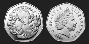 2000 Gibraltar Madonna and Child Christmas Circulation 50p