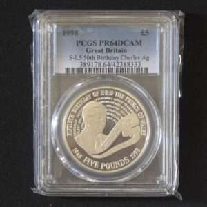 1998 Prince Charles of Wales £5 Silver Proof Coin PR64DCAM PCGS Graded