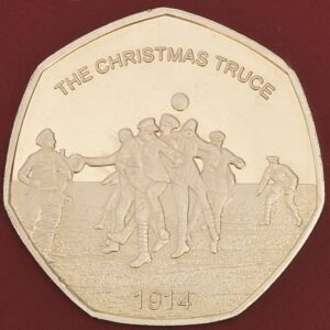 2018 Christmas Truce Commemorative 50p Shaped Medal (Not Legal Tender)
