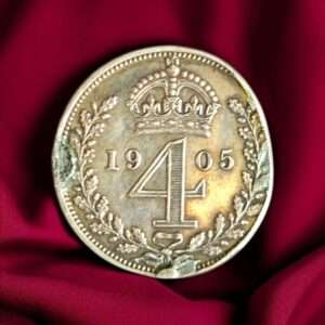 1905 Maundy Silver 4p Edward VII (Ex-Mount with slight clip)