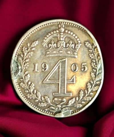 1905 Maundy Silver 4p Edward VII (Ex-Mount with slight clip)