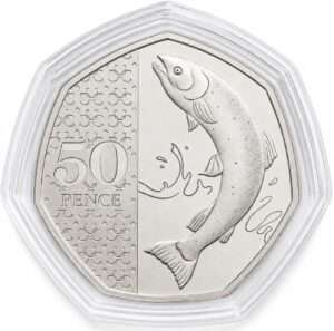 Various UK Salmon BU 50p Coin in Capsule