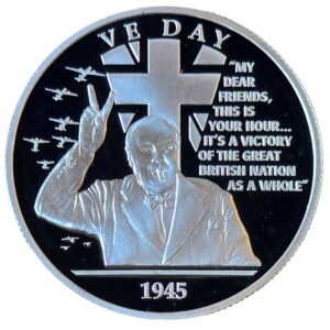 VAT FREE: History of Britain - VE Day 1 Oz Silver Proof Round