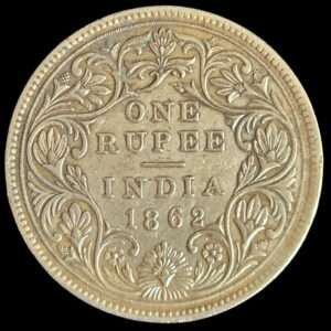 1862 British India - Queen Victoria .917 Silver 1 Rupee No Mint Mark