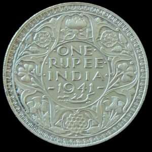 1941 British India - King George VI .500 Silver 1 Rupee '.' Mint Mark