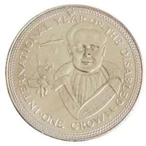 1981 IoM Sir Douglas Bader 1 Crown Coin in Capsule