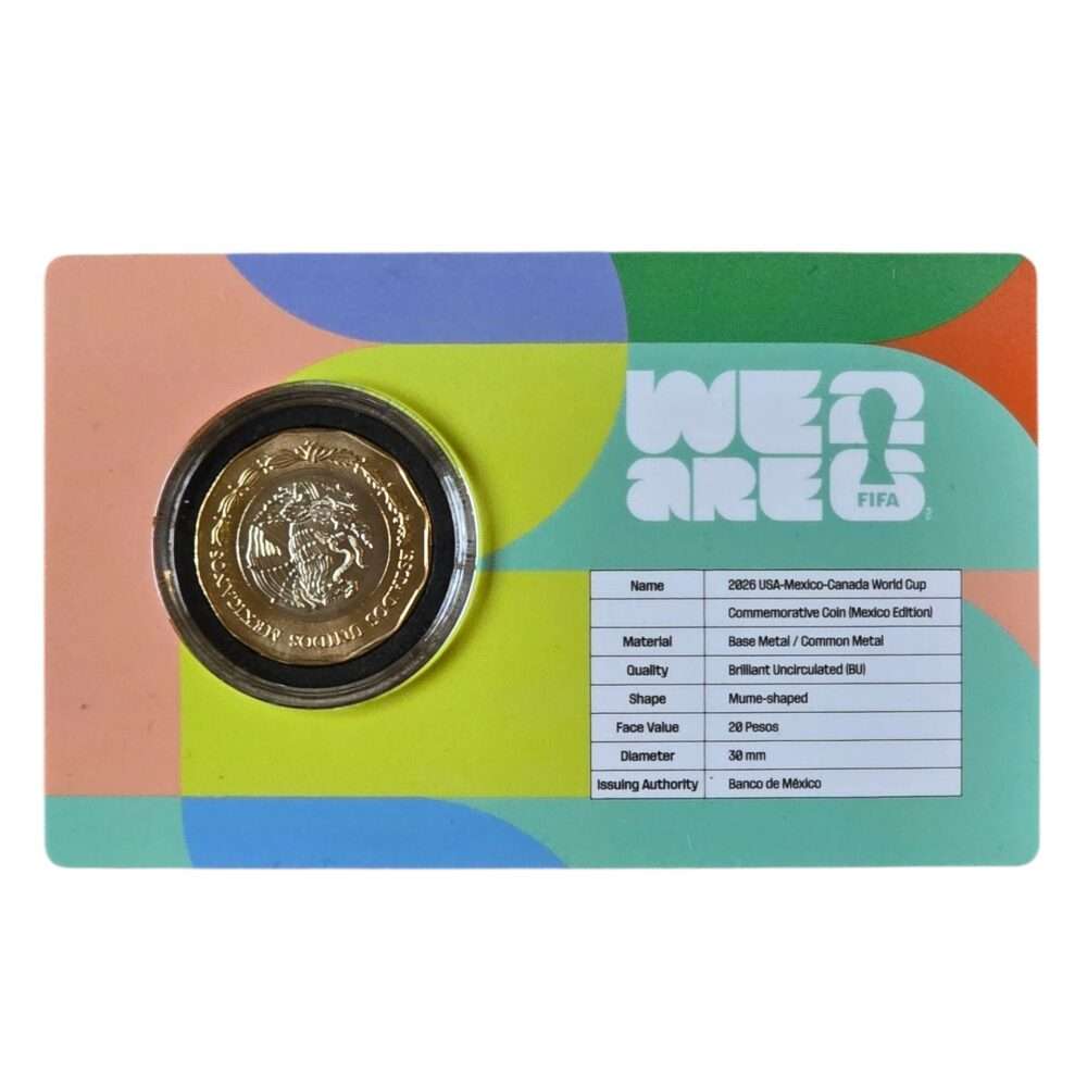 2026 Mexico - FIFA Football Worldcup 2026 Mexico Host Country BU $20 Peso Coin Card