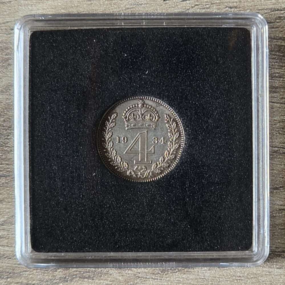 Rare 1934 Maundy Fourpence (4p) Silver Coin - King George V - Image 3
