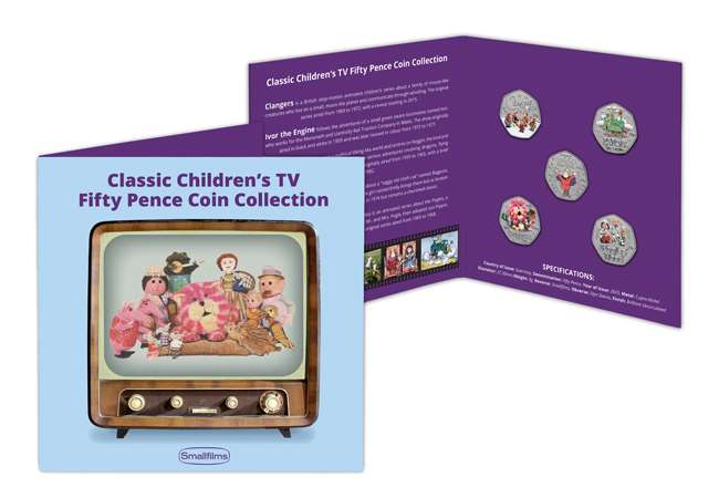2025 Guernsey Classic Children's TV 50p Coloured Coin Set