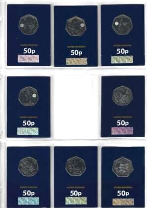2022 - 2025 Harry Potter Full 8-Coin Set 50p BU CC Certified