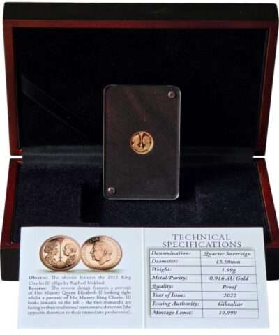 2022 Gibraltar Passing of the Crown Gold Proof Quarter Sovereign