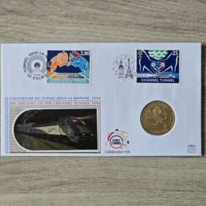 1994 UK-France Opening of Channel Tunner Commemorative Medal Cover by Benham