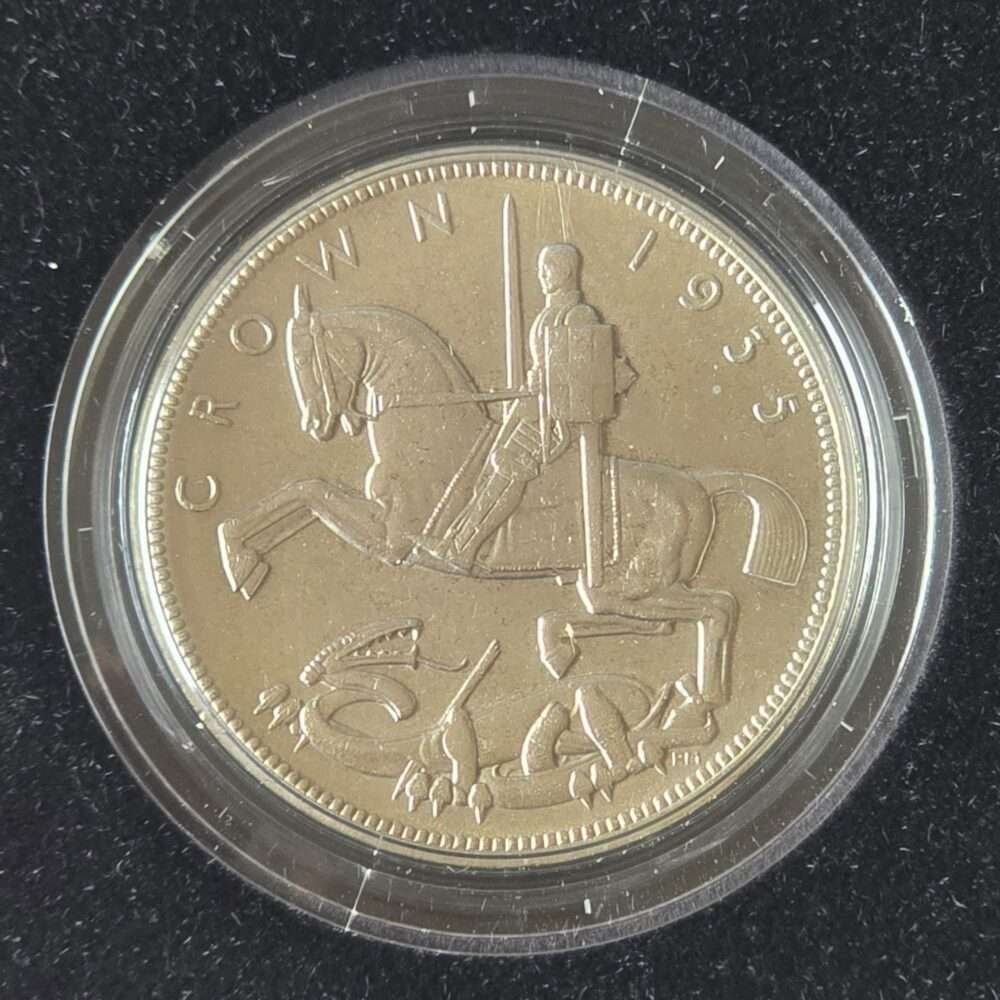 1935 UK George V Silver Jubilee Crown Silver Coin Fine+ Royal Mint Boxed with COA