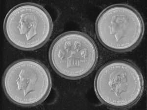 2017 TDC 100 Years of House of Windsor £5 Silver Plated Proof-like 5-Coin Box Set