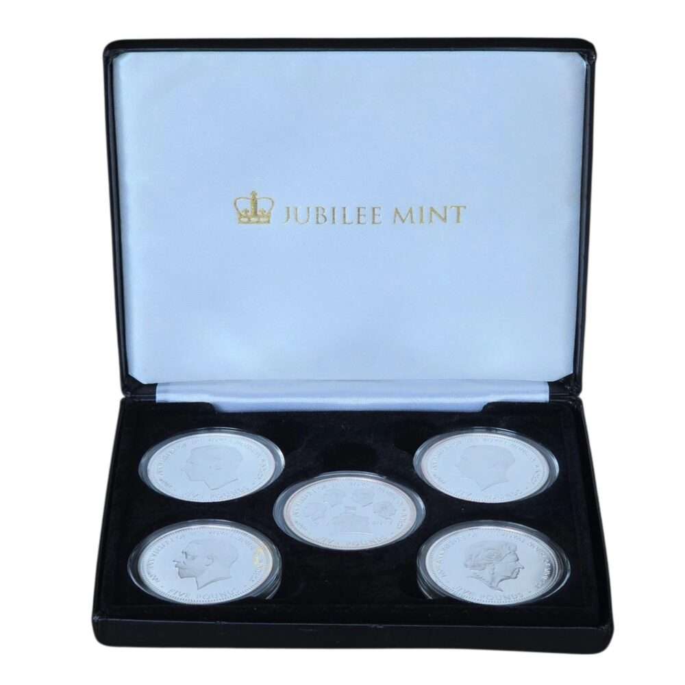 2017 TDC 100 Years of House of Windsor £5 Silver Plated Proof-like 5-Coin Box Set