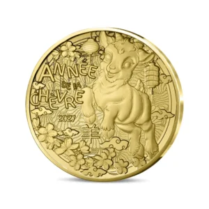 2027 France Year of the Goat Paris Mint Lunar €1/4 UNC Coin in Capsule